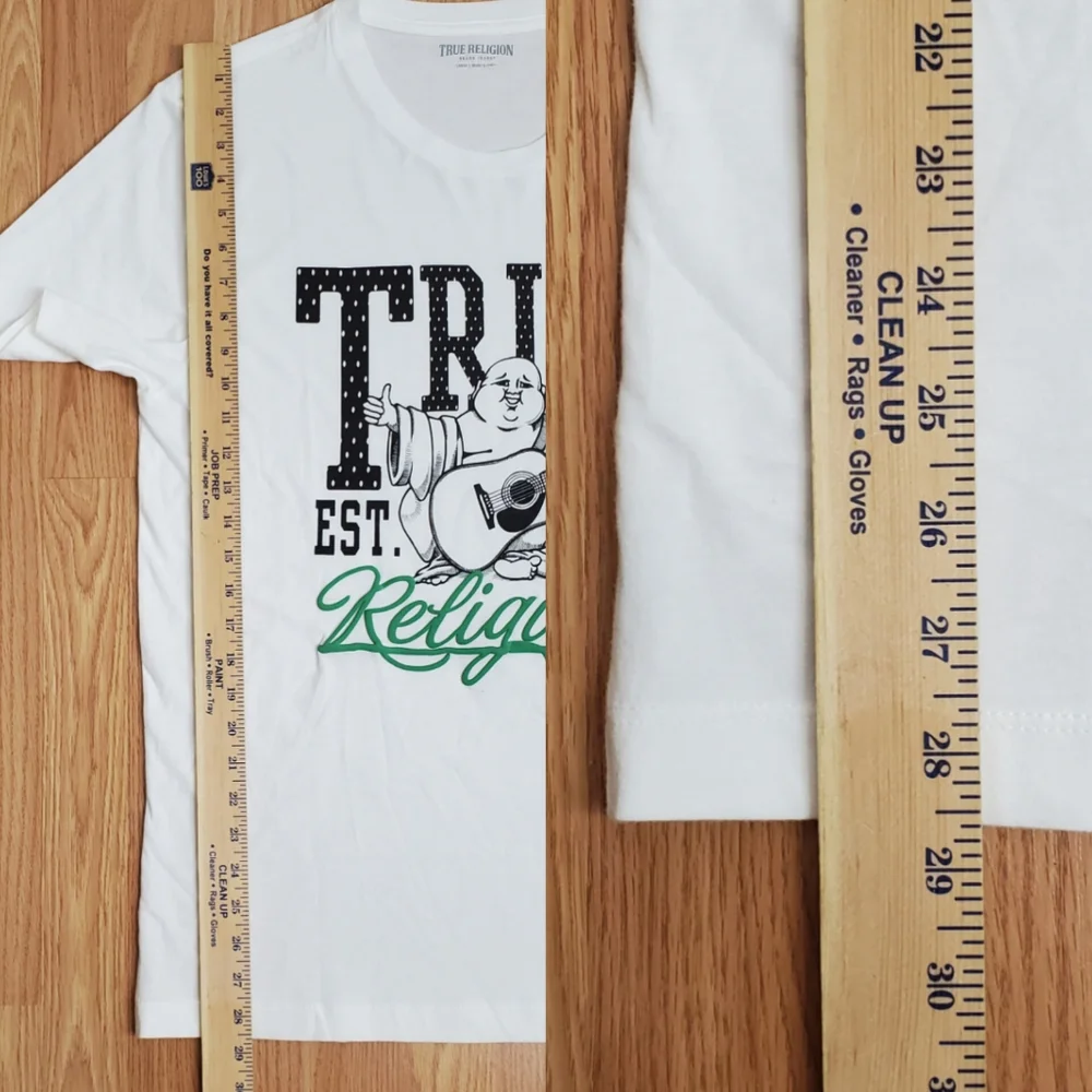 NWT True religion short sleeve tee shirt white true 02 buddha guitar graphic
